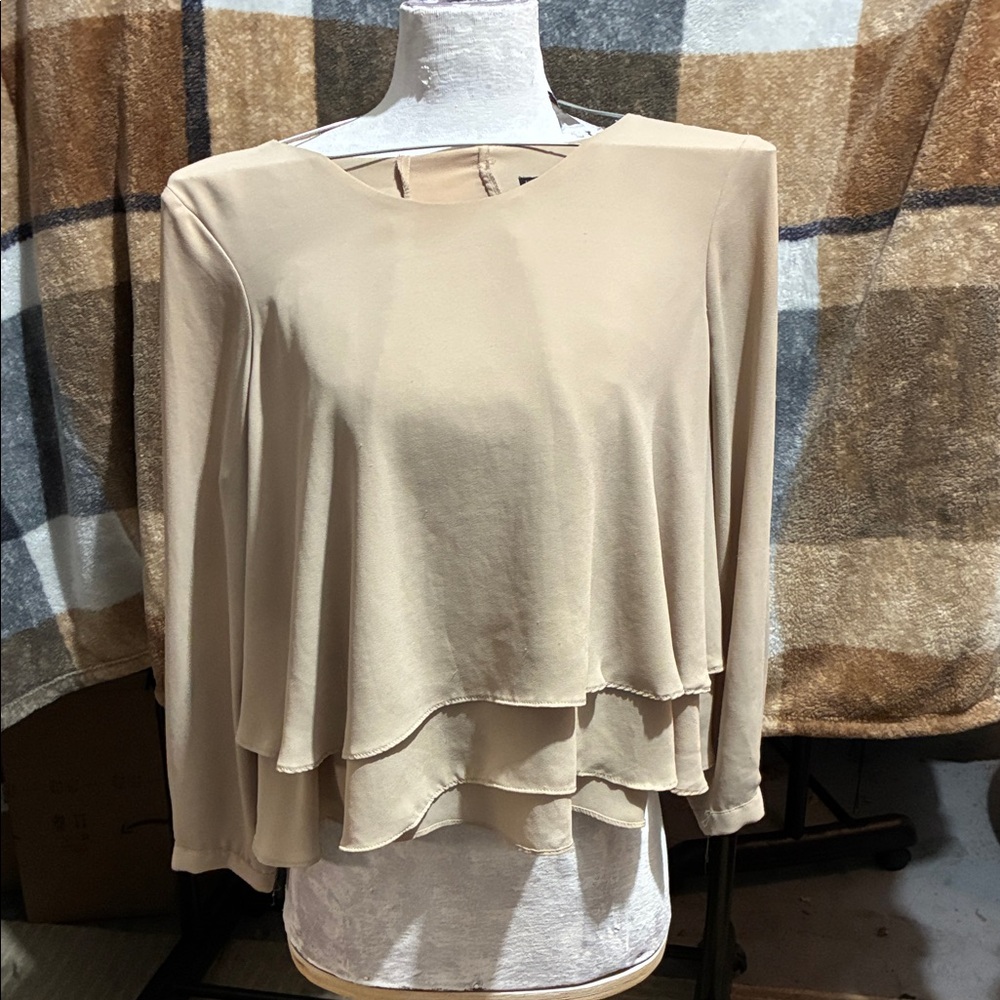 Zara Beige Layered Women's Blouse